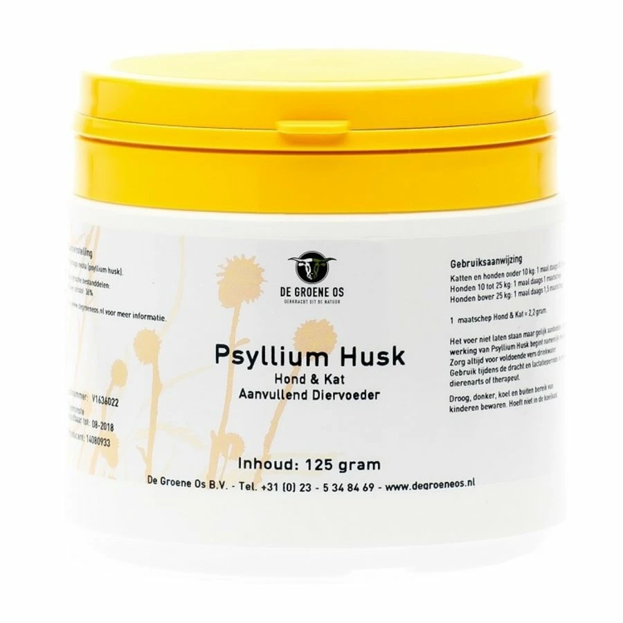De Groene Os Psyllium Husk Hond & Kat 125gr 1 De Groene Os Psyllium Husk Hond & Kat 125gr