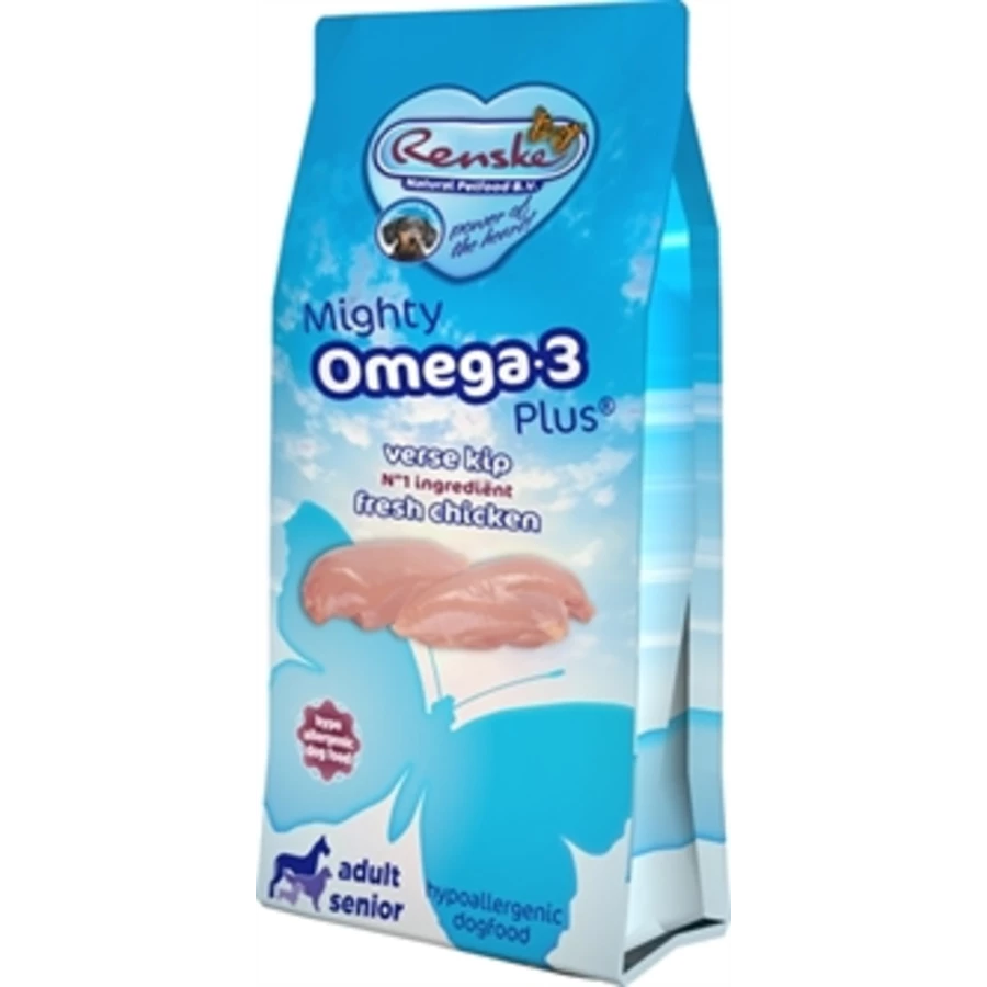 Renske Mighty Omega Plus Adult/Senior Kip/rijst 15 Kg 1 Renske Mighty Omega Plus Adult/Senior Kip/rijst 15 Kg